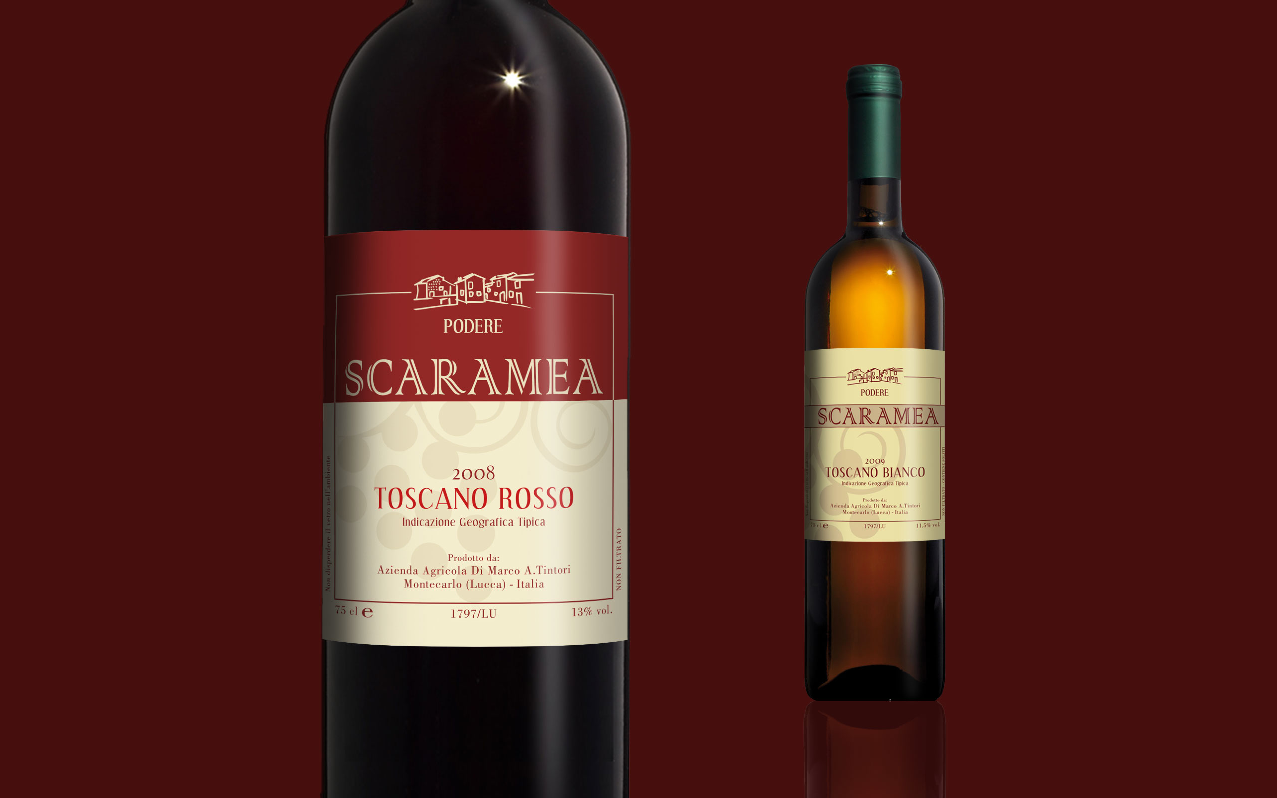 Packaging etichetta vino podere scaramea di marco tintori